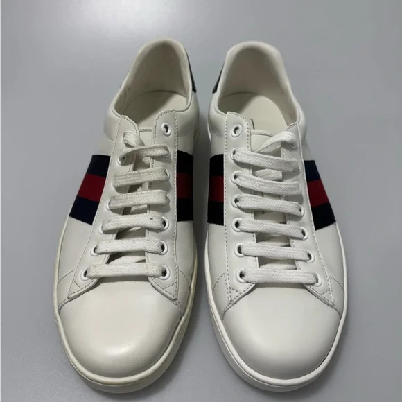 Gucci New Ace Leather Sneakers White Navy Men’s UK 6/US 7